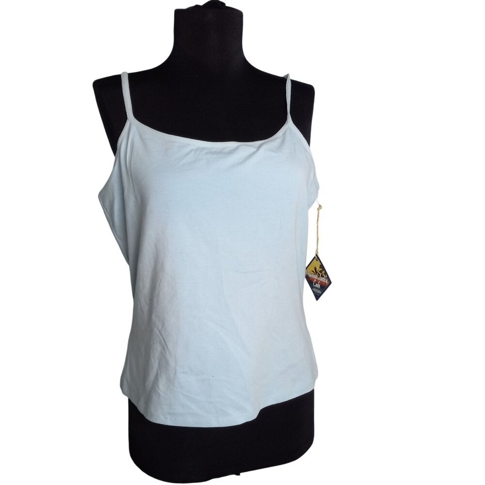 Havana Jacks Cafe XL Camisole Tank Top Light Blue Adjustable Strap Shelf Bra NEW